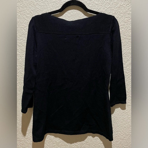 NEW Karen Scott Black Boat neckline Sweater Top Size S 3/4 Sleeves - Picture 3 of 6
